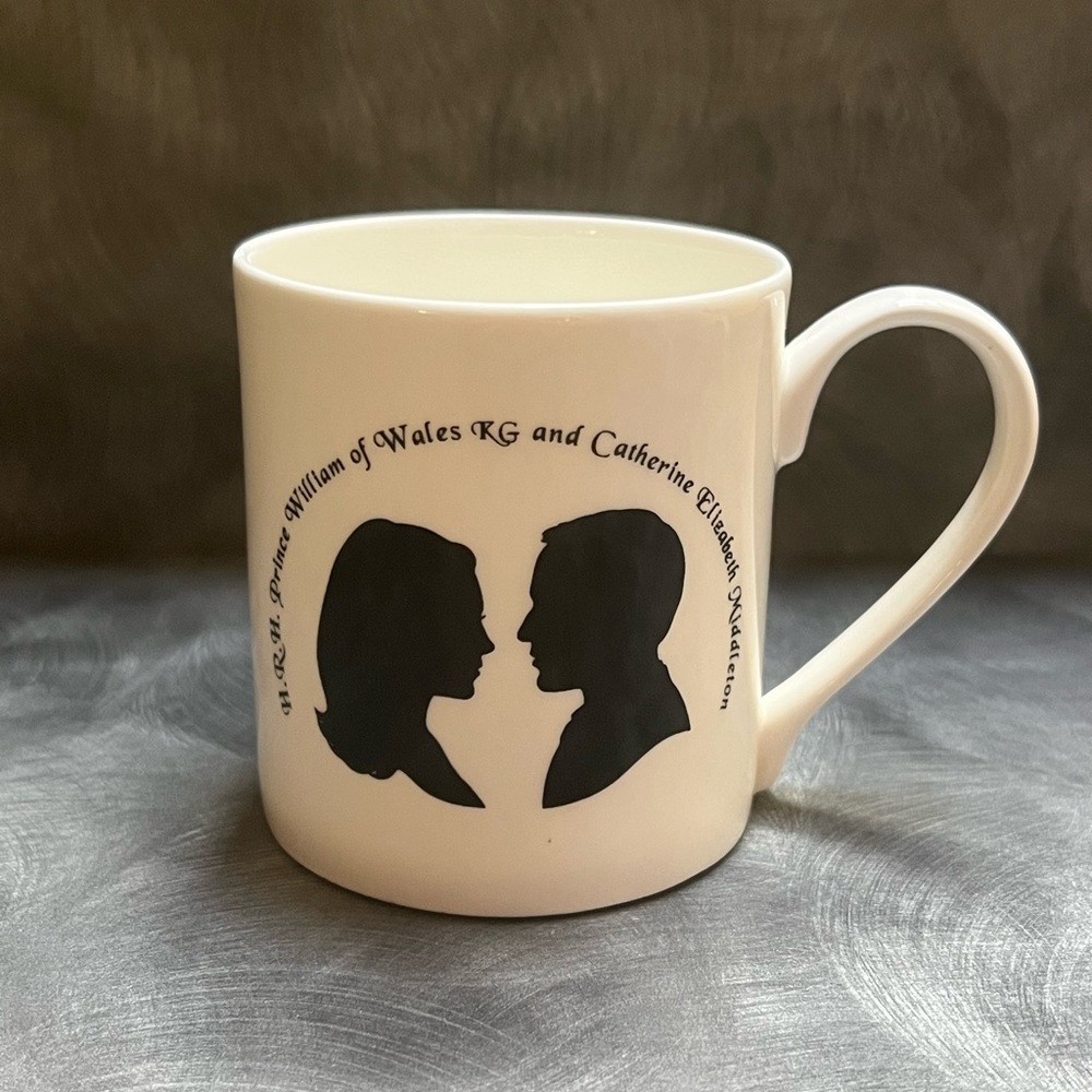 William & Kate wedding mug - silhouette design, bone China, 9oz